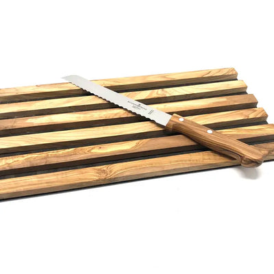 Olive Wood Bread Cutting Board w/ Bread Knife